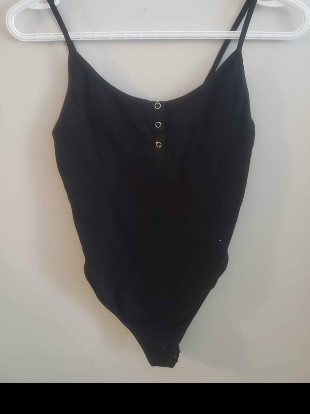 Forever 21 Black Ribbed Snap-Front Bodysuit